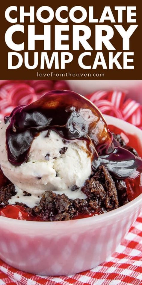 You only need three ingredients and a few minutes to make this delicious Chocolate Cherry Dump Cake! #chocolate #cake #chocolatecherry #dumpcake #lftorecipes Chocolate Cherry Dump Cake, Dump Cake Recipes Chocolate, Valentines Dessert, Cherry Dump Cake Recipe, Chocolate Dump Cake, Easy Dump Cake Recipe, Cherry Dump Cake, Dump Cake Recipe, Devils Food Cake Mix Recipe