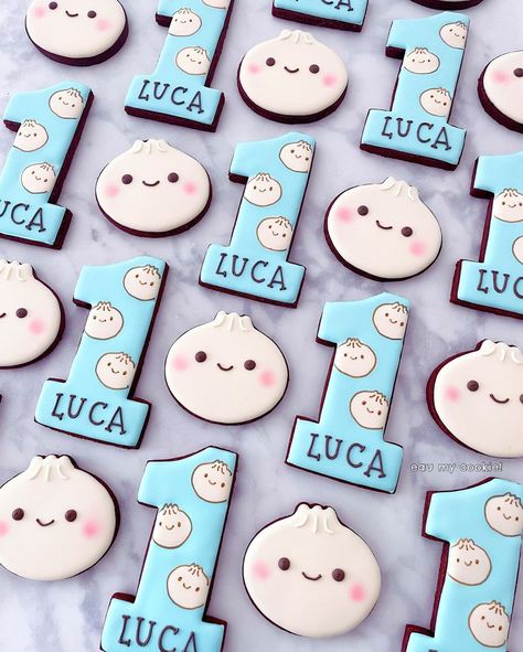 Dumpling Cookies Decorated, Dumpling Birthday Theme, Dumpling Birthday, Dumpling Party, Blessed Birthday, Theme Cookies, Baby Birthday Themes, Birthday Inspo, Cookies Decorated