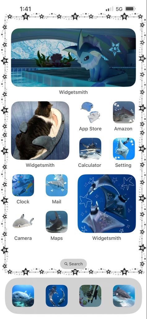 Shark Medium Widget, Mermaid Core Phone Theme, Shark Themed Phone Layout, Shark Themed Phone, Ocean Ios Theme, Shark Homescreen Layout, Aquarium Phone Theme, Sea Phone Theme, Ocean Phone Layout