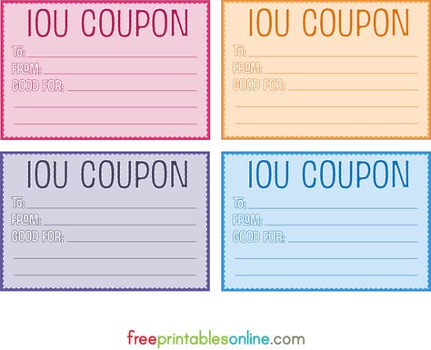 Iou Coupon, Wic Ideas, Mum Activities, Grandma Birthday Quotes, Voucher Template Free, Free Printable Gift Certificates, Chore Ideas, Printable Vouchers, Mcdonalds Gift Card