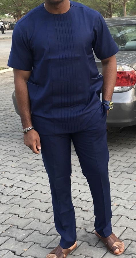 Simple men style Ankara Shirt, Latest African Wear For Men, Blue Range, Senator Styles, Mens Traditional Wear, Ankara Trousers, Senator Wears, African Kaftan, African Wear For Men