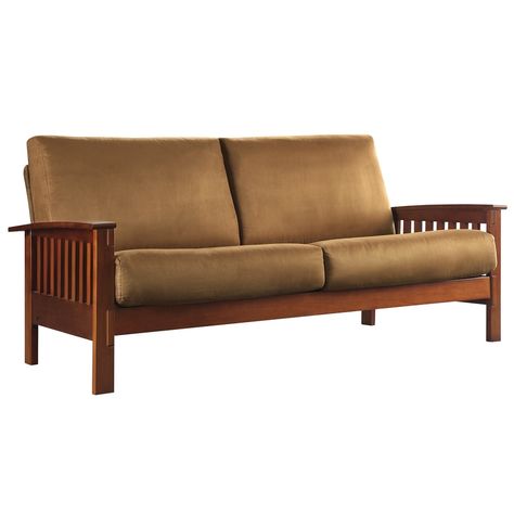 Hills Mission-style Oak Sofa by iNSPIRE Q Classic - On Sale - Bed Bath & Beyond - 3911910 Den Furniture, Microfiber Sofa, Oak Sofa, Square Arm Sofa, Classic Bed, Classic Sofa, Mission Style, Indoor Patio Furniture, Living Room Furniture Sofas