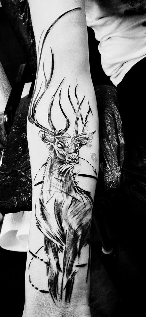 Stag Tattoo Design, Natur Tattoo Arm, Deer Tattoo Designs, Stag Tattoo, Hirsch Tattoo, Orca Tattoo, 16 Tattoo, Sketch Style Tattoos, Nature Tattoo Sleeve