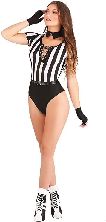 Amazon.com: Women's Sexy Ref Bodysuit Costume Medium Black, White: Clothing, Shoes & Jewelry Referee Costume, Whistle Blower, Fun Costumes, Social Norms, Sports Costume, Bodysuit Costume, Street Clothes, White Clothing, Bodysuit Dress