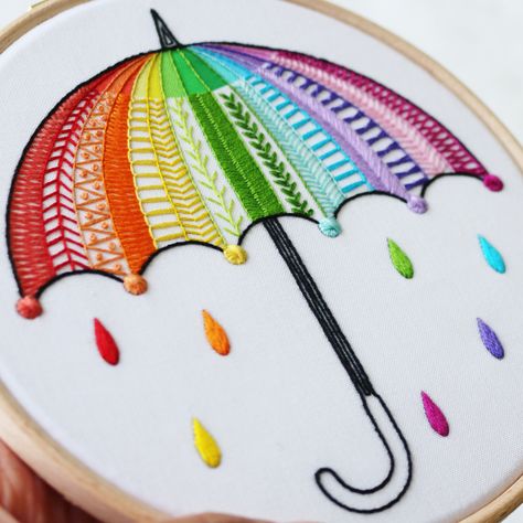 Blur but beautiful…🌈☔️🤍 #blur #blurbutbeautiful❤️ #umbrella #rainbowumbrella #handembroidery #embroiderykit #embroiderysampler #embroidery #rainbowembroidery #rainbow #raindrops #beautiful #modernembroidery #embroidered #beginnerembroidery #needlework #etsy #etsyuk #theembroiderycart #handmade #bordado #broderie #needlepoint #stickerei #ricamo #rainbowcolors #dmcthreads #diy #diyembroidery #createmakeshare Umbrella Embroidery, Embroidery Floss Crafts, Rainbow Raindrops, Rainbow Umbrella, Modern Embroidery Kit, Rainbow Embroidery, Simple Hand Embroidery Patterns, Diy Embroidery Kit, Diy Craft Kit