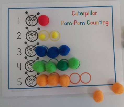 1 20 Pom Pom Activities Busy Book Counting Number - Etsy Australia Pom Pom Activities, Pom Pom Mat, Number Activities Preschool, Learning Folder, Preschool Fine Motor Skills, Counting To 20, Preschool Fine Motor, Number Activities, Counting Cards