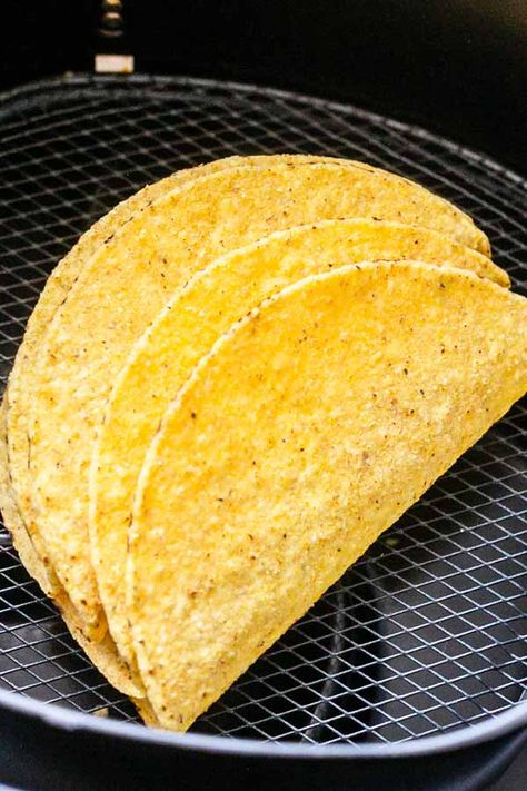 Taco Shells in Air Fryer Air Fry Taco Shells, Taco Shells In Air Fryer, Texas Meals, How To Warm Tortillas, Corn Taco Shells, Taco Shell Recipe, Crunchy Taco Shells, Oven Tacos, Taco Dishes