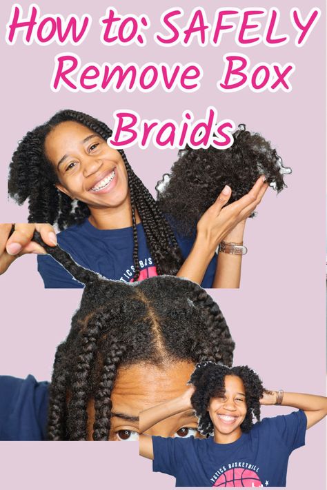 Believe it or not, there is a right and wrong way of removing box braids! Check out my video on youtube to see the RIGHT way to reduce the amount of breakage! Taking Out Braids, Easy Protective Styles, Acv Hair Rinse, Right And Wrong, Braid Out, Hair Rinse, New Growth, Protective Styles, How To Take