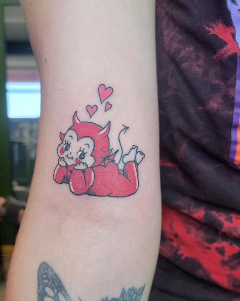 Kewpie,tattoo,kewpie tattoo, color, color tattoo Clown Kewpie Tattoo, Kewpie Art Tattoo, Devil Baby Tattoo, Cupie Doll Tattoo, Kewpie Tattoo, Tattoo Therapy, Kewpie Art, Cupie Dolls, Flash Ideas