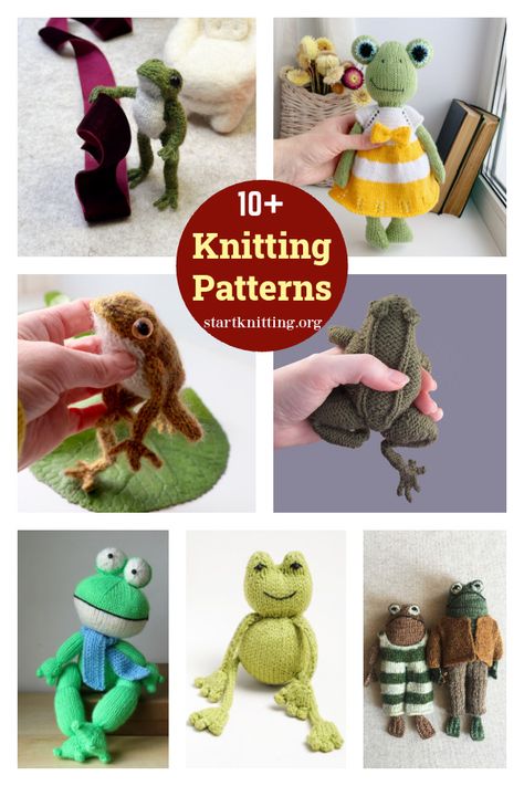 10  Frog and Toad Amigurumi Knitting Patterns Frog Knitting Pattern Free, Mr Toad, Amigurumi Knitting, Leftover Yarn, Knit Toys, Frog Prince, Funny Frogs, Knitted Animals, Frog And Toad