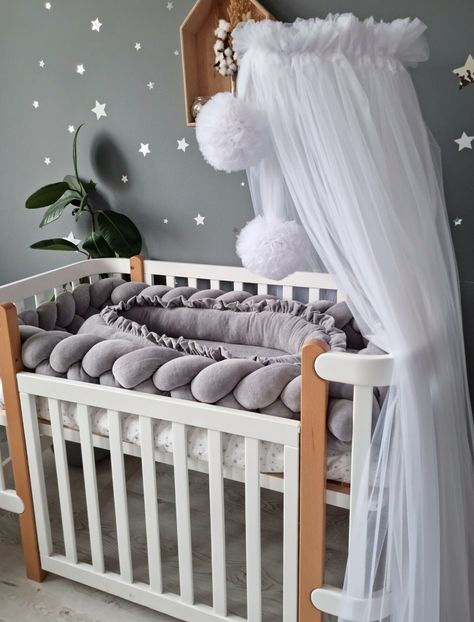 "We have created the perfect nursery decor. The canopy is suitable for a girl or boy for a playroom. This is a great gift for a baby shower. ✅MATERIAL - Prihcess canopy made of very soft tulle fabric. Non-allergic ✅ITEM DETAILS: - Hanging canopy height - 65\" (165 cm) - Hanging canopy width 472,44\" (12 m) *CHOOSE COLOR FROM OUR PALETTE and text us. Processing time 3-5 days. ✅WASHING INSTRUCTIONS - Wipe a small stain with a damp washcloth. - Hand wash in cold water (not more than 40 C (86 F) is White Bed Canopy, Kids Nursery Ideas, Crib Tent, Princess Crib, Girls Canopy, Hanging Canopy, Perfect Nursery, Canopy Curtains, Nursery Room Design