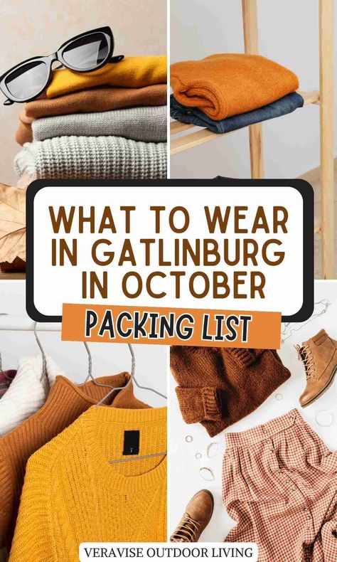 Are you wondering what to wear in Gatlinburg in October? In this post, we will help you pack for your fall trip and give you some great ideas on what to wear while you are there! Packing For Tennessee Vacation, Fall Honeymoon, Fall Packing List, Gatlinburg Tennessee Vacation, Tennessee Outfits, Fall Packing, October Outfits, Travel Printables, Pigeon Forge Tennessee