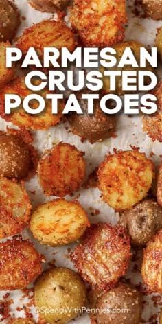 This Parmesan Crusted Potato recipe is super easy to make. Only 10 minutes of prep time, then pop in the oven while the main dish is cooking! #spendwithpennies #parmesancrustedpotatoes #sidedish #roasted #ovenroasted #cheesy Crusted Potatoes, Crispy Parmesan Potatoes, Parmesan Crusted Potatoes, Roasted Potato, Roasted Potato Recipes, Parmesan Potatoes, Thanksgiving Dinner Menu, Thanksgiving Menu Ideas, Potato Recipes Side Dishes