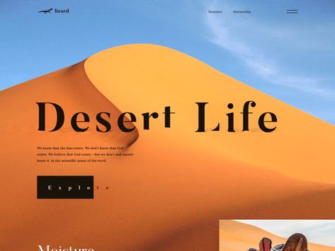 Desert Life - Landing Page by Outcrowd Desert Website Design, Safari Website, Animation Website, Ui Color, Money Strategy, Desert Life, Illustrator Design, Layout Design Inspiration, Gif Animation