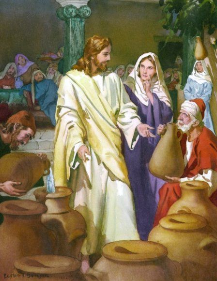 Leslie Langille Benson...Miracle At Cana, Jesus Turns Water Into Wine. Jesus Our Savior, Miracles Of Jesus, Ghost Party, Jesus Christ Painting, Bible Images, Bible Illustrations, Jesus Heals, Christian Images, Jesus Photo