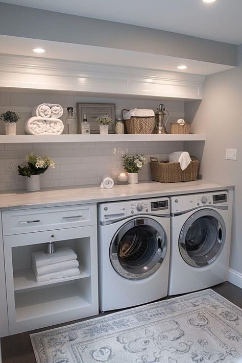 Upstairs Laundry Room, Modern Laundry Room, Laundry Room Decor Ideas, Basement Laundry Room, Dream Laundry Room, Laundry Room Layouts, Laundry Room Renovation, Modern Laundry Rooms, Laundry Room Inspiration