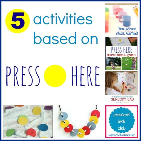 5 creative ways to explore the book Press Here by 5 bloggers Book Press, Preschool Literacy, Library Lessons, Tot School, Preschool Books, Children Book, Preschool Fun, Literacy Activities, Preschool Art