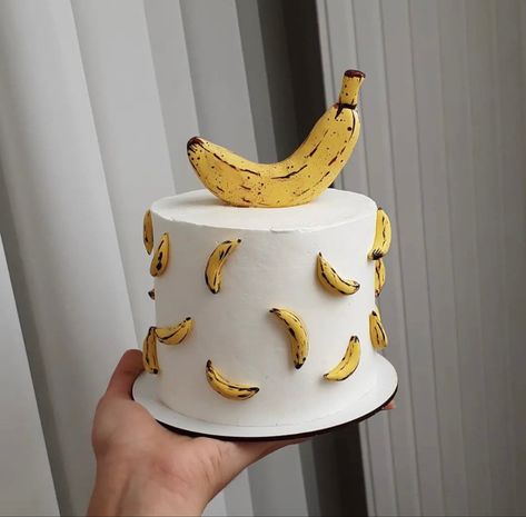 Cake With Food Theme, Banana Themed Cake, Banana Shaped Cake, Banana Theme Cake, Banana First Birthday Party, Banana Cake Decoration, Banana Birthday Party, Banana Birthday Cake, Banana Birthday