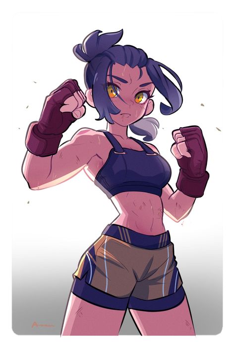 Female Boxing Drawing, Female Boxer Drawing, Fitness Drawing Illustration, Powering Up Pose Drawing, Cartoon Characters Poses, Kick Drawing Reference, Boxing Poses Reference Drawing, Sporty Character Design, Character Art Simple