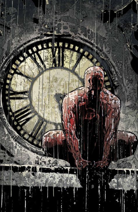 Daredevil - Alex Maleev || Love this image because it reminds me of a clock in a bar in Hell's Kitchen I went to a few times. Drawing Trends, Alex Maleev, Drawing Marvel, Daredevil Art, Daredevil Comic, Dare Devil, Character Drawings, Draw Realistic, Marvel Comics Superheroes