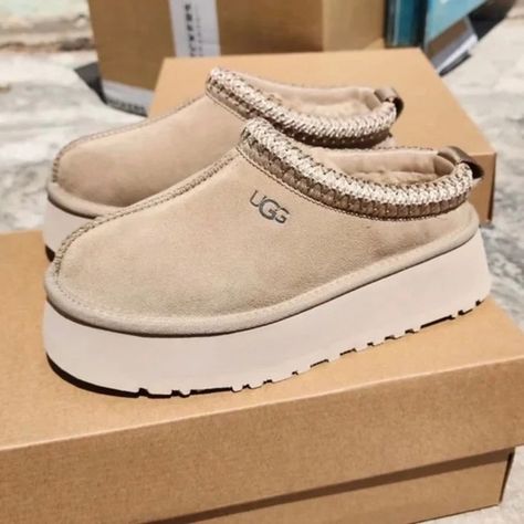 New Ugg Tazz Tasman Platform Slippers Beautiful Mustard Seed Ugg Slipper Sandals, Womens Tazz Slippers, Ugg Slipper Shoe, Ugg Slippers Leather, Low Uggs Nordstrom, Womens Slippers Ugg, Ugh Slip On Shoes, Cream Mini Ugg, Ugg Tazz Ultra Matte