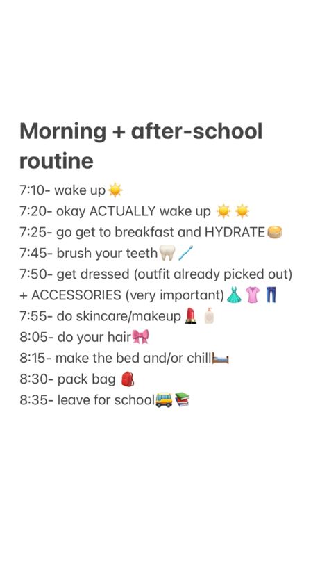 Middle school morning routine 7:10-8:35 School Scedual Ideas Aesthetic, School Scedual, School Routines For Middle School, Scedual Ideas, Middle School Morning Routine, School Routine For Teens, Middle School 6th Grade, School Morning, After School Routine