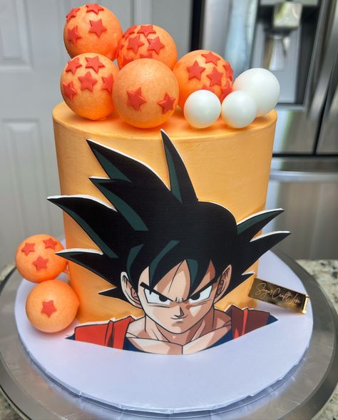 Dragon ball z 🧡🖤 #goku #dbz #dragonballz #anime #animecake #arizona #smallbusiness #sugarcraftlove Goku Cake, Dragon Ball Z Cake, Thematic Cake, Goku Anime, Anime Cake, Dragon Ball Z Goku, Fondant Cake Topper, Dragon Balls, Sugar Craft