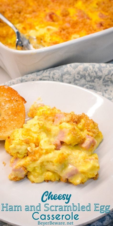 Egg Casserole Recipes Healthy, Scrambled Egg Casserole, Ham Bake, Ham And Egg Casserole, Velveeta Cheese Sauce, Egg And Cheese Casserole, Ham And Cheese Casserole, Ham Breakfast Casserole, Cheesy Scrambled Eggs