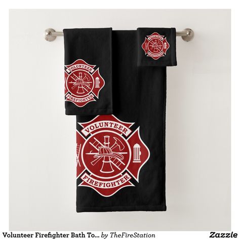 Volunteer Firefighter Bath Towels Set Firefighter Room, Fireman Decor, Firefighter Maltese Cross, Firefighter Home Decor, Fire Gear, Firefighter Paramedic, Firefighter Decor, Firefighter Emt, Bathroom Towel Decor