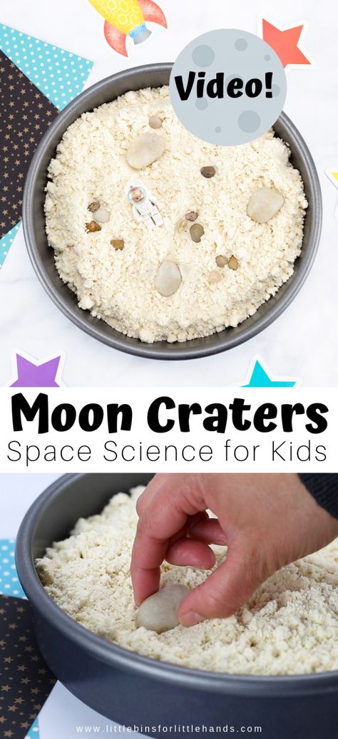 Making Moon Craters With Moon Dough | Little Bins for Little Hands Toddler Activity Bags, Moon Craters, Moon Dough, Moon Activities, How To Make Clouds, The Astronauts, Moon Sand, Impact Crater, Preschool Science Activities