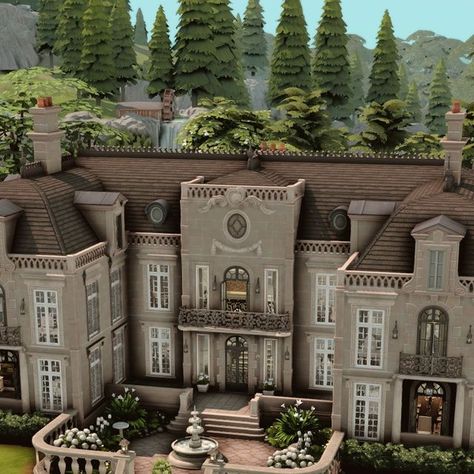 Eren on Instagram: "Hello everyone! 🤗   Here's a lovely French chateau in the gorgeous world of Windenburg. It's a spacious four-bedroom home with plenty of room to accommodate a family and, of course, horses! So, it's perfect if you've just purchased the new Horse Ranch Expansion Pack and want to take a break from Chestnut Ridge for a while. There's a spacious master bedroom, a teen-style bedroom, a toddler bedroom, and butler's quarters. You'll also discover a secret hidden art room behind a cheeky bookcase door, a two-level library, and a lavish indoor pool.    This home also features beautiful custom content from Felix Andre, Pierisim, Harrie, Charlie Pancakes, Peacemaker, Clutter Cat, Max20, Myshunosun, A Winged Llama and Sixam!    The speed build is now live on my YouTube channel, w Sims 4 Chateau Cc, Magic Academy Building, Sims 4 French Cc, Sims 4 Chateau, Sims 4 Estate, Windenburg House Sims 4, Chateau Bedroom, Old Money House, French Estate