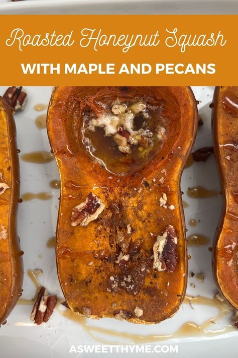 With a comforting fall taste, this Roasted Honeynut Squash Recipe with Pecans and Maple Syrup is the perfect side dish. Sweetened with maple syrup and sprinkled with crunchy pecans, this easy squash recipe maximizes flavor in just 30 minutes of cooking time. Roasted Honeynut Squash, Recipe With Pecans, Easy Squash Recipes, Fall Side Dish Recipes, Oven Baked Vegetables, Honeynut Squash, Roasted Fall Vegetables, Simple Sides, Sweet Potato Side Dish