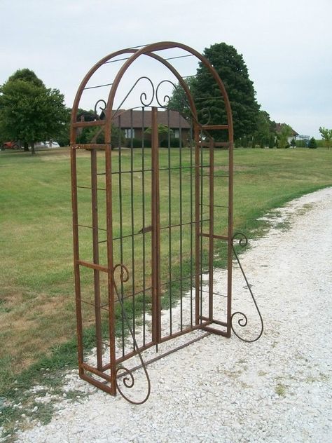 images of arbor pergola or trellis | Entry Garden Arbor and Gate Combination with 6 Gate, Wrought Iron Arbor With Gate, Wrought Iron Trellis, Garden Design Software, Entry Garden, Metal Arbor, Dream Backyard Garden, Iron Trellis, Arch Trellis, Backyard Garden Layout