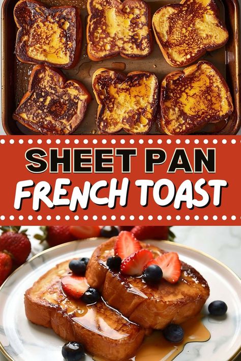 Sheet French Toast, French Toast Sheet Pan, Sheet Pan French Toast Recipe, Oven Baked French Toast Easy, Sheet Pan French Toast, Pan French Toast, Oven Baked French Toast, Breakfast Hack, Easy French Toast Recipe