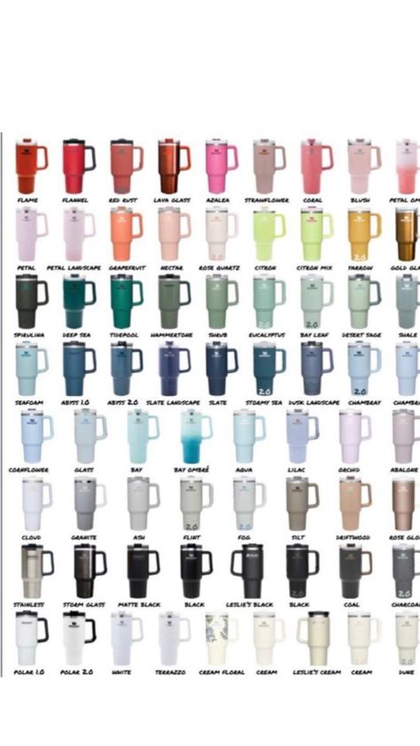 Stanley Cup Color Chart, Best Stanley Cup Colors, Stanley Colors, Preppy Stanley, Stanley Cups, Stanley Cup, Color Chart, Color Options, Solid Color