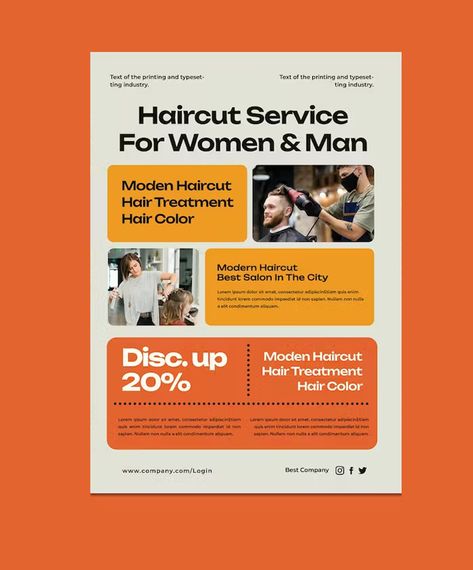 Haircut Service Flyers Template PSD A4 Advertisement Design, Printed Newsletter Design, Service Poster Design, A4 Flyer Design, Simple Flyer Design, Newsletter Design Print, Services Flyer Design, Newsletter Design Layout, Flyers Template