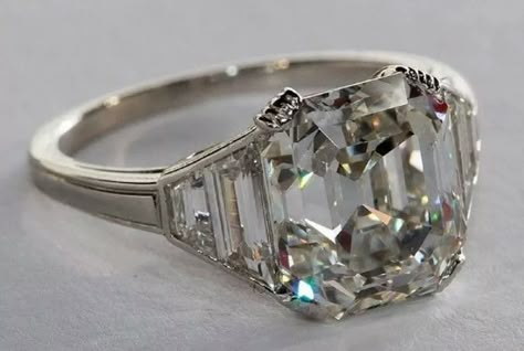 GIA Certified Platinum Asscher Cut 3.60 Carat Diamond Engagement Ring VVS1 | eBay Asscher Cut Diamond Engagement Ring, White Engagement Ring, Edwardian Engagement Ring, Asscher Cut Diamond, Asscher Cut, Engagement Ring Cuts, Vintage Engagement, Baguette Cut, Cz Diamond