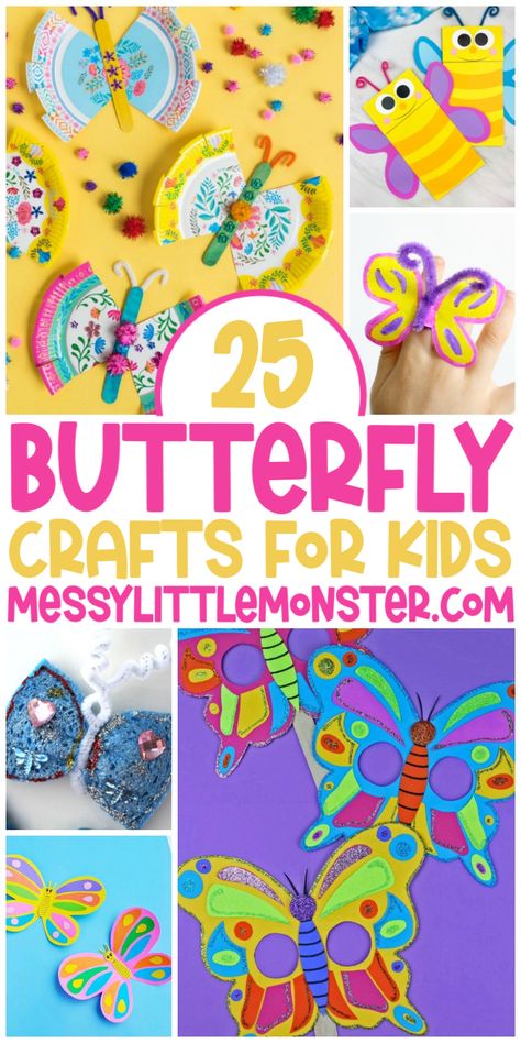 Butterfly Crafts For Kids, Handprint Butterfly, Paper Butterfly Crafts, Easy Butterfly, Butterfly Project, Bug Crafts, Rainy Day Crafts, Simple Butterfly, Butterfly Kids