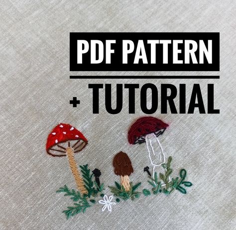 Embroider Mushrooms, Blundstone Embroidery, Embroidery Floss Projects, Women Home Decor, Mushroom Embroidery, Embroidery Clothes, Mushroom Crafts, Knitting Group, Diy Embroidery Kit