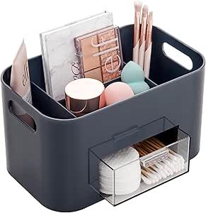 Organizing Small Bathroom Cabinet, Makeup Storage Organization Small Spaces, Divided Bathroom, Makeup Storage For Small Spaces, Bathroom Drawer Organizer, Bathroom Organizer Storage, Small Drawer Organizer, College Wishlist, Eyeshadow Palette Storage