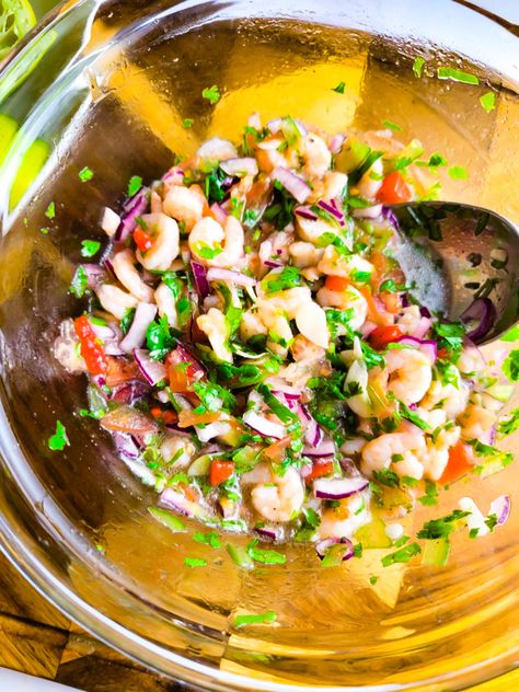 Shrimp Ceviche Recipe, Isabel Eats, Hispanic Recipes, Mexican Shrimp, Shrimp Avocado Salad, Mexican Flavors, Ceviche Recipe, Raw Fish, Shrimp Ceviche