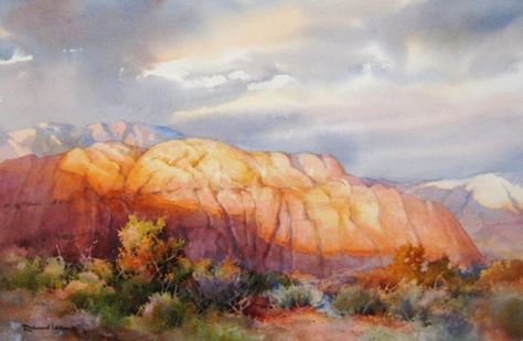 Desert Drawing, Watercolor Landscape Tutorial, Sketchbook Studies, Utah Desert, Red Desert, Travel Sketchbook, Art Tutorials Watercolor, Southwestern Art, Contemporary Watercolor