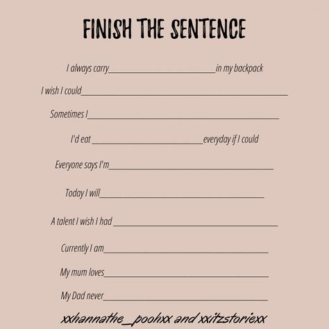 Finish The Sentence Game, Slam Book Questions, Book Questions, Slam Book, Finish The Sentence, Fun Questions, Funny Ideas, Wellness Activities, Relationship Stuff