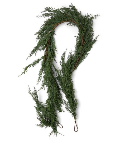 72" Christmas Green Norfolk Pine Garland by Bloom Room | JOANN Outdoor Wreaths On House Christmas, Fireplace Mantel Christmas Decorations, Hobby Lobby Christmas Decor, Norfolk Pine Garland, Bead Garland Christmas Tree, Faux Garland, Christmas Banister, Christmas Entryway, Front Door Christmas Decorations