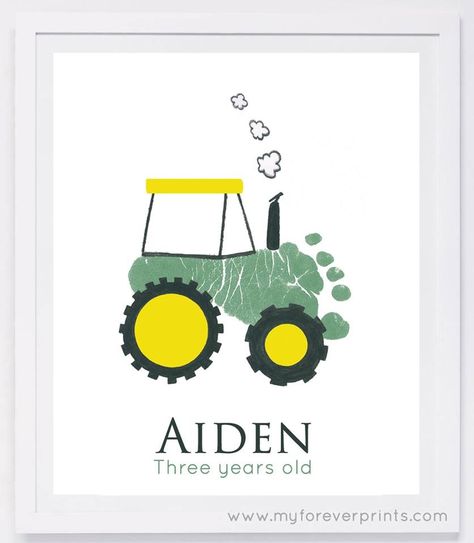 Footprint Calendar, Footprint Tractor, Footprint Wall Art, Baby Footprint Keepsake, Tractor Nursery, John Deere Baby, Baby Footprint Art, Footprint Keepsake, Footprint Crafts