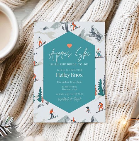 Après Ski Bridal Shower Invitation, editable template, vintage skiing, winter, slopes, couples shower, ski lodge, instant download, 5x7 Apres Ski Party Invitation, Vintage Ski Lodge, Vintage Skiing, Ski Vintage, Apres Ski Party, Winter Bridal Showers, Ski Lodge, Invitation Baby Shower, Vintage Ski