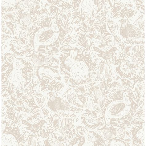 This enchanting woodland peel and stick wallpaper is complete with rabbits, birds, and lush flora. The neutral color palette will bring warmth and charm to a variety of rooms. Cream Terrene Peel and Stick Wallpaper comes on one roll that measures 20.5 inches wide by 18 feet long. Neutral Wallpaper, Cream Wallpaper, Black And White Wallpaper, Peel Stick Wallpaper, Ceiling Fan In Kitchen, Modern Wallpaper, Nursery Neutral, Neutral Colour Palette, Wallpaper Samples