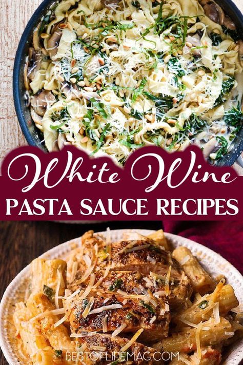 White wine pasta sauce recipes make romantic dinner ideas much easier no matter what the occasion and they pair well with a glass of white wine as well. Chicken Pasta Recipes | White Pasta Sauce with Wine | White Wine Cooking Tips | Pasta Recipes with White Wine | Romantic Recipes for Two | Date Night Recipes | Valentines Day Recipes | Wine Reduction Recipes | White Wine Reduction Sauces | Pasta Recipes for Two #wine #pastarecipes Recipes With White Wine, Lemon Butter Sauce Pasta, Recipes Valentines Day, White Pasta Sauce, White Wine Reduction, Pasta Recipes For Two, White Wine Pasta, Wine Romantic, Making Pasta Sauce