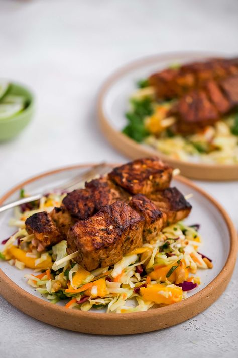 Jerk Salmon Tacos, Jerk Salmon, Salmon Skewers, Mango Slaw, Salmon Spices, Mediterranean Spices, Hot Spices, Berry Tart, Jerk Seasoning