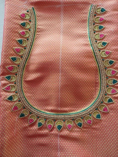 Arya Work Blouse Designs, Arya Work, Magam Work Designs, Work Blouse Designs, Silk Saree Blouse Designs Patterns, Mirror Work Blouse Design, Hand Work Design, Simple Rangoli Border Designs, Birds Embroidery Designs